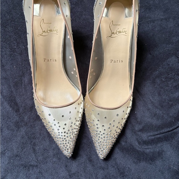 Christian Louboutin Glittering Silver and Tan Heels - Picture 5 of 6
